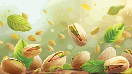 Realistic pistachios. 3D pistachio nut ripe pistache