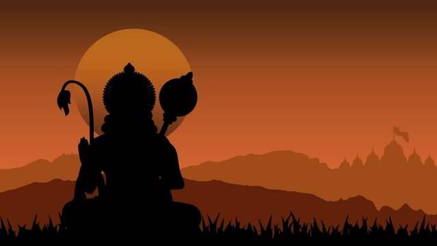 Serene Hanuman in Meditation, Celebrate Hanuman Jayanti with 4k Resolution Falt Animation