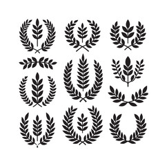 Obraz premium Minimal laurel sign illustration icon logo