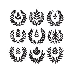 Obraz premium Minimal laurel sign illustration icon logo