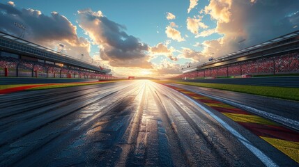 View of the infinity empty asphalt international race track.