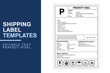 Simple Custom Shipping Label Design Template with Sender, Recipient, Package Details, and Customs Information for Efficient Shipping	