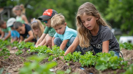 kids garden workshop, kids engaged in gardening workshop at community garden, gaining knowledge on nature and sustainability