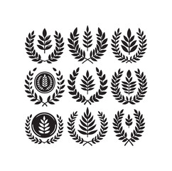 Minimal laurel sign illustration icon logo