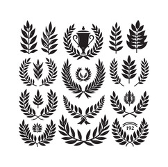 Obraz premium Minimal laurel sign illustration icon logo