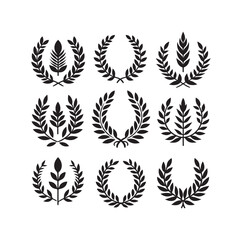 Minimal laurel sign illustration icon logo