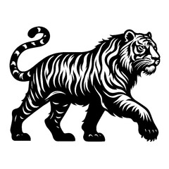 Silhouette of a fierce tiger