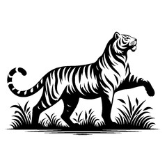 Silhouette of a fierce tiger