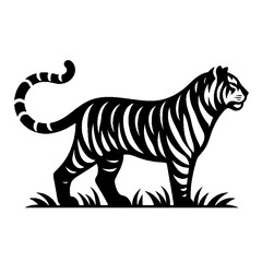 Silhouette of a fierce tiger