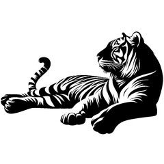 Silhouette of a fierce tiger