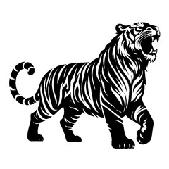 Silhouette of a fierce tiger