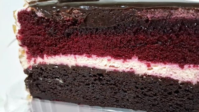 Red velvet cake on the table