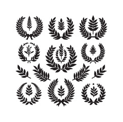 Obraz premium Minimal laurel sign illustration icon logo