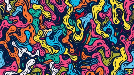 Playful Squiggly Lines Seamless Pattern Background with Abstract Art Doodles