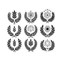 Minimal laurel sign illustration icon logo