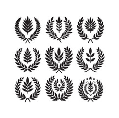 Obraz premium Minimal laurel sign illustration icon logo
