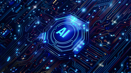 Symbol Image Futuristic Digital Network AI Artificial Intelligence Logo in a Circuit Board Design Representing Advanced Technology and Innovation Wallpaper Digital Art Poster Brainstorming Map Magazin