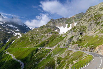 Landscape near Sustenpass with high alpine road, Innertkirchen - Gadmen, Switzerland