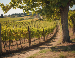 La quiete della campagna toscana è interrotta solo dal fruscio delle foglie e dal canto degli uccelli.

