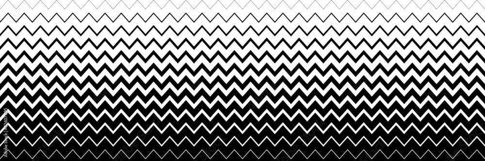 Poster horizontal halftone of black zigzag design for pattern and background.
