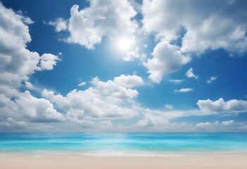 Tranquil Beauty: Blue Sky with White, Fluffy Clouds Creating a Serene and Refreshing Background.
