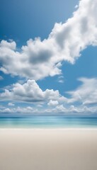 Tranquil Beauty: Blue Sky with White, Fluffy Clouds Creating a Serene and Refreshing Background.

