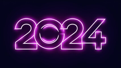 Futuristic Design Happy New Year 2024 Beautiful Color with Dark Background