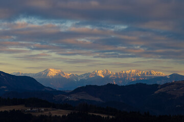 Winter landscape with Triglav peak, Triglavski national park, Slovenia