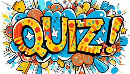 Fototapeta premium Quiz in comic pop art style. Quiz brainy game word. Vector illustration design.
