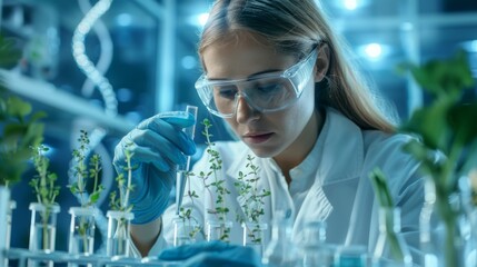 Professional Female Scientists Conducting Plant Research in Laboratory. Generative ai