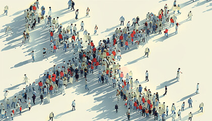 Large group of people in the shape of Christian cross. Christian sign. Catholic background. Religious symbol. Vector illustration