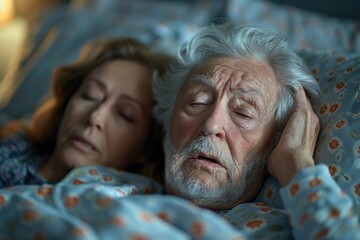 An elderly couple sleeps peacefully together, conveying a sense of longevity and companionship in their relationship - Powered by Adobe