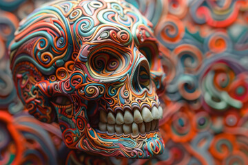 Fototapeta premium color skull on black background