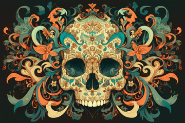 color skull on background