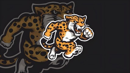 Fototapeta premium Angry Leopard Mascot Running Vector Illustration