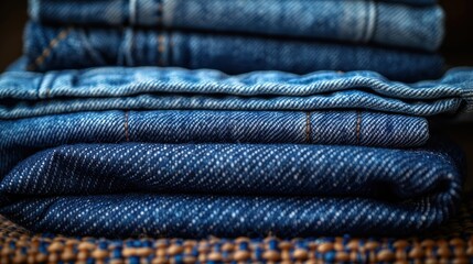 Blue jeans in a row, stack