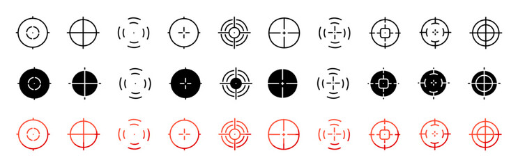 AIM icons collection. Linear, silhouette and flat style. Vector icons