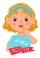 Mouth educational illustration. Kid body part icon