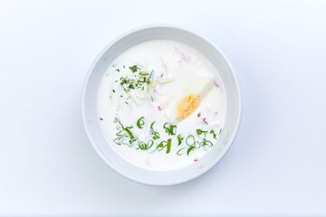 cold soup with egg and herbs