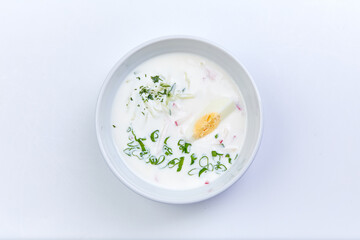 cold soup with egg and herbs