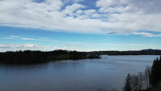 An aerial view of the Staffelsee in Bavaria, Germany