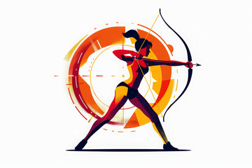 Colorful archery illustration with bow and arrow.