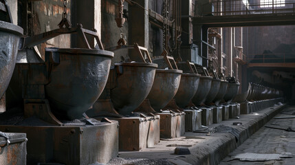 Industrial past meets present, a line of obsolete blast furnaces.