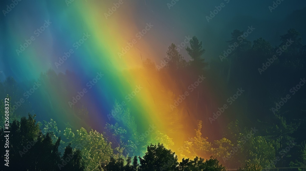 Wall mural The vibrant hues of two rainbows providing a burst of color after a heavy rain. - Wall murals