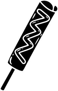 black corn dog with white sauce clip art preview