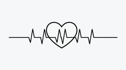 Heart beat icon. Black line cardiology symbol Cartoon