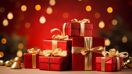 surprise gift box wrapped with ribbon.