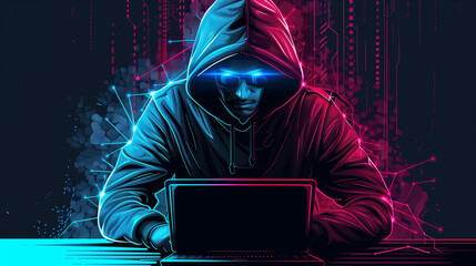 Hacker isolated on transparent background.