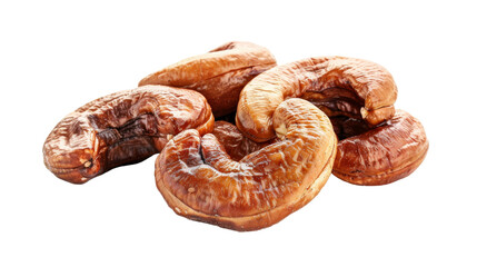 Obraz premium A collection of dried dates stacked on top of each other against a clean white backdrop