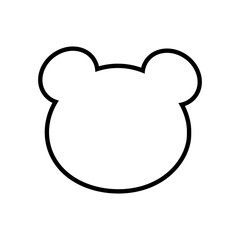 Black linear icon of a bear head on a white background.Teddy bear. Vector illustration.